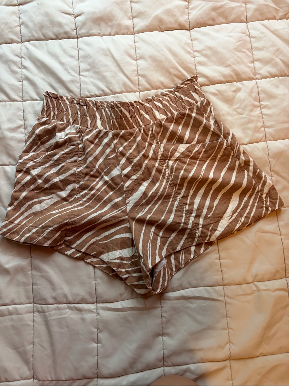 a new day Brown and Cream Zebra-Print Elastic Waist Shorts